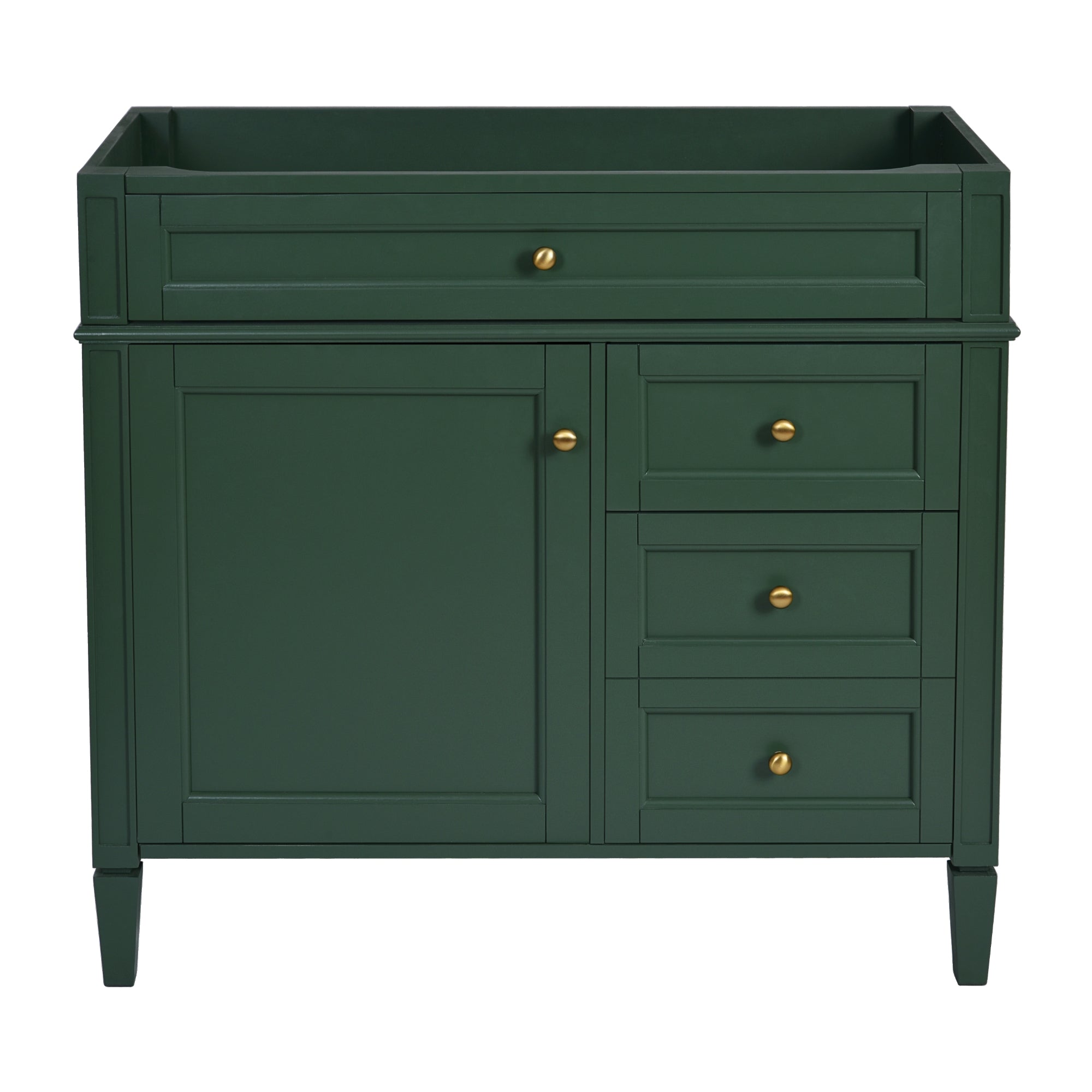 VanityFus 35.74-in Green Bathroom Vanity Single Sink Combo Undermount 1 Soft Close Door 3 Drawers Adjustable Shelves
